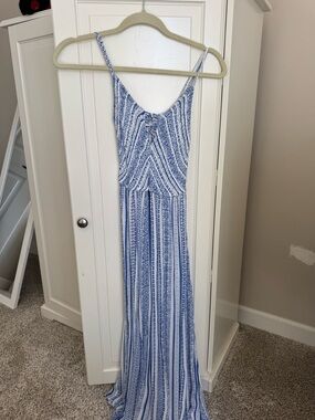 Blue and White Striped Maxi Dress